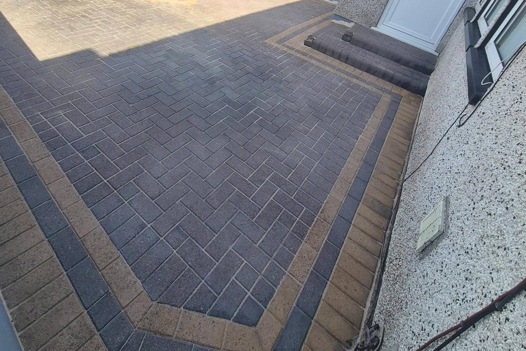 Block-paved driveway after ND's pressure washing