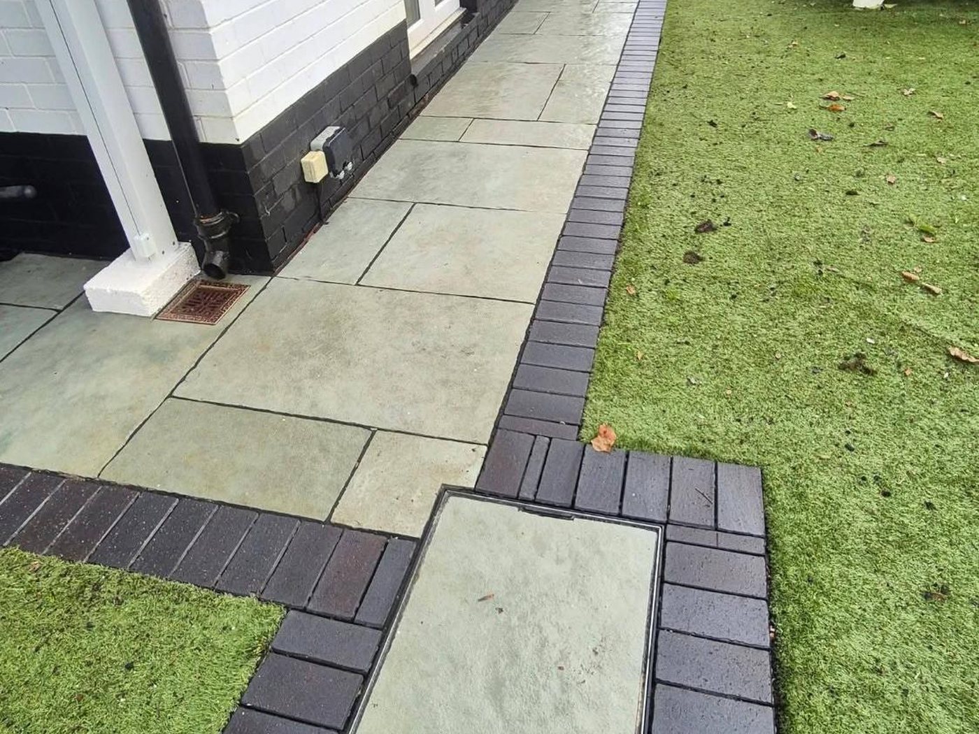 Side path and inspection cover after pressure washing